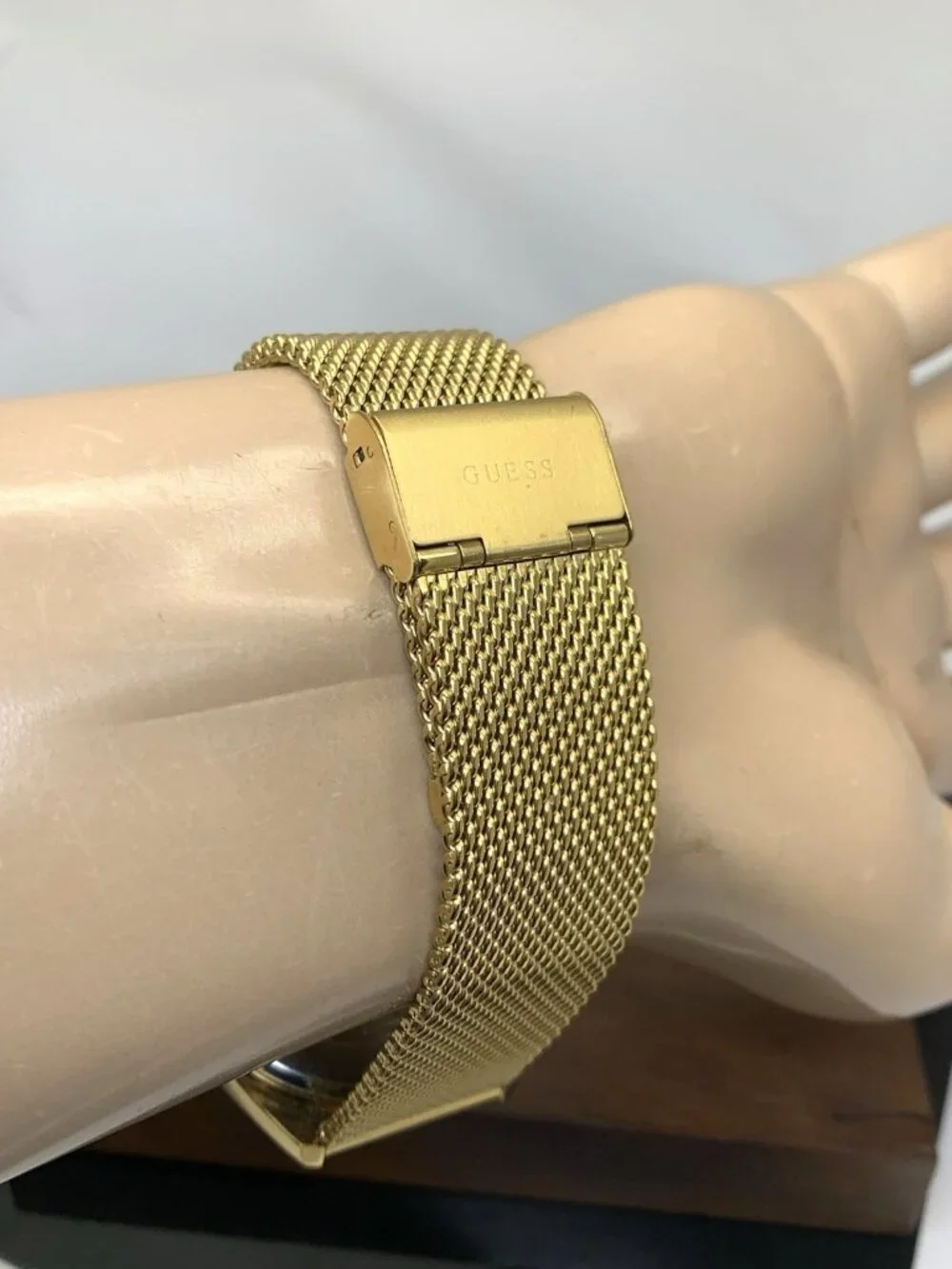 Guess Men's Watch GW0368G2 Quartz Gold Dial Mesh Stainless Steel 42mm